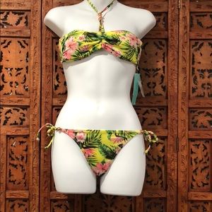 NWT H&M Floral print bandeau halter string bikini.